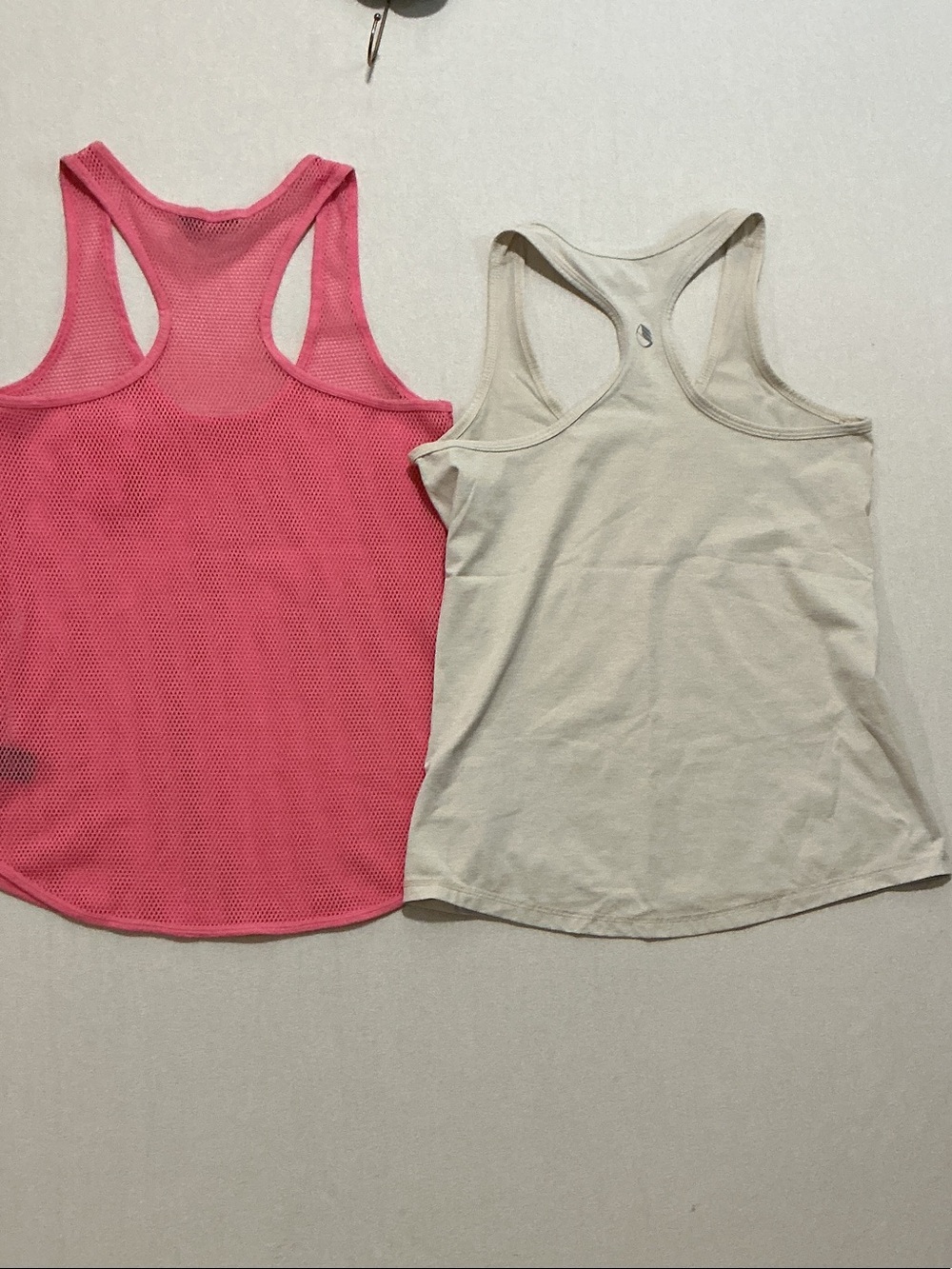 Moda Pink Mesh Racerback & Cream Cotton Racerback Tank Set - Picture 7 of 9